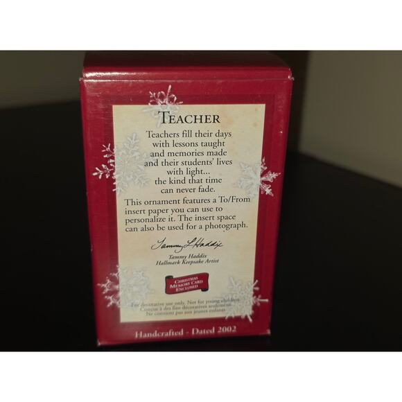 Hallmark Keepsake Christmas 2002 "Teacher" Book Worm Apple Ornament Ee1 - Picture 2 of 4